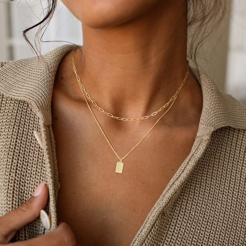 MFRYK Gold/Silver Necklaces Stack For Women,14K Gold/Sterling Silver Plated Simple Layered Choker Necklaces For Women,Stackable Multilayer Pearl Cross Disc Circle Pendant Cuban Herringbone Snake Paperclip Chain Necklaces Set Jewelry Gift for Women - Image 2